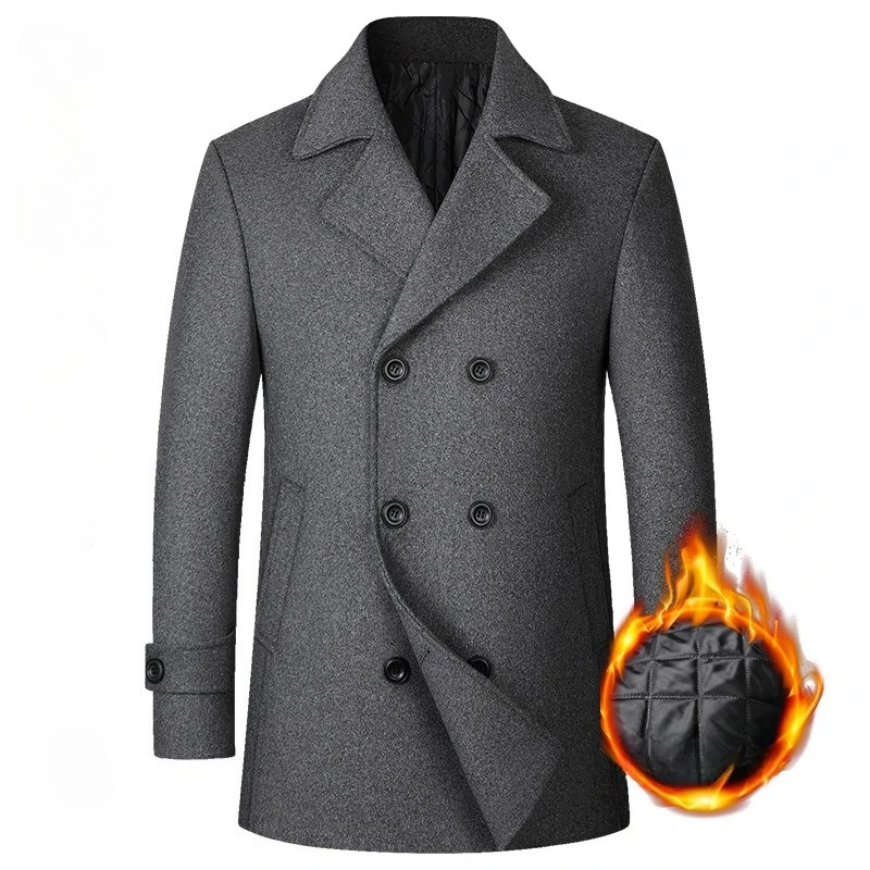 2026 Men's Double Breasted Woo - Wool Coat Peacoat incelemesi ve fiyatı
