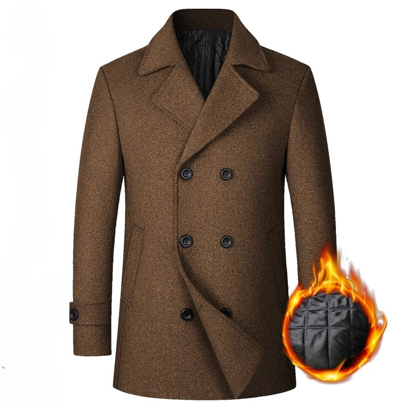 2026 Men's Double Breasted Woo - Wool Coat Peacoat incelemesi ve fiyatı