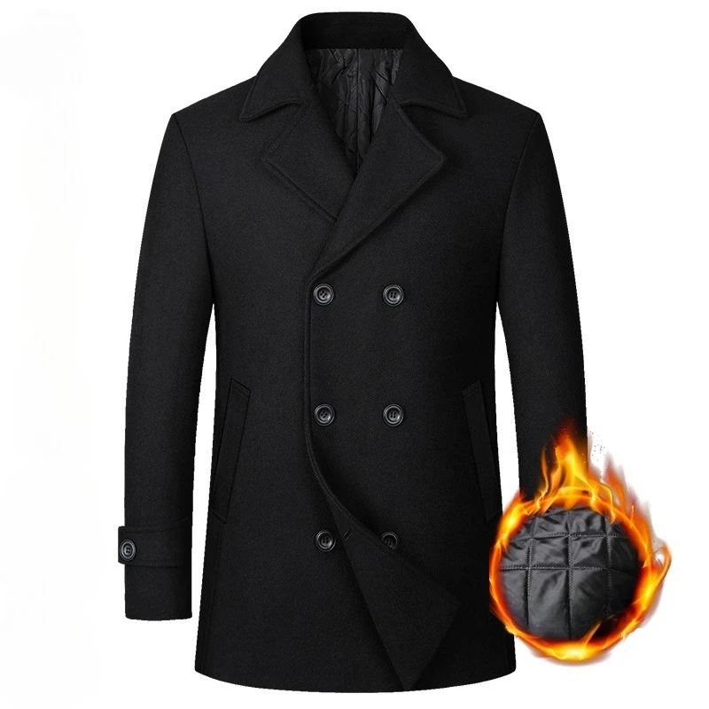 2026 Men's Double Breasted Woo - Wool Coat Peacoat incelemesi ve fiyatı