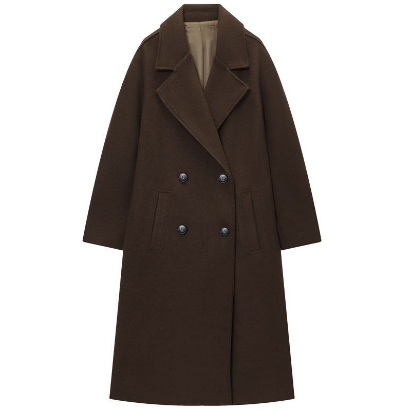 HXAO Women's Coat Brown Tweed  - Wool Coat Peacoat incelemesi ve fiyatı