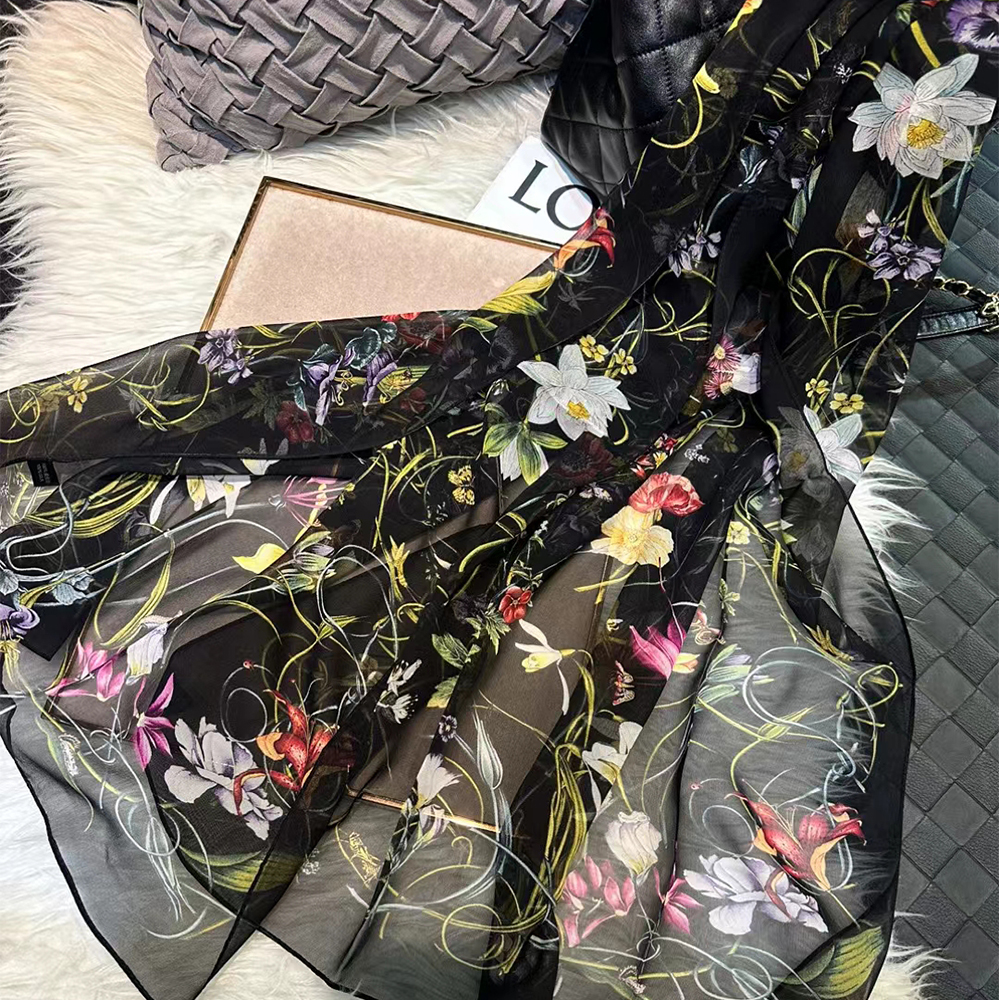 BYSIFA|New Black Pure Silk Wom - Shawl Wrap Winter incelemesi ve fiyatı