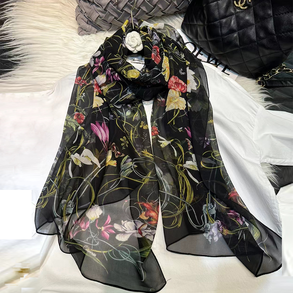 BYSIFA|New Black Pure Silk Wom - Shawl Wrap Winter incelemesi ve fiyatı