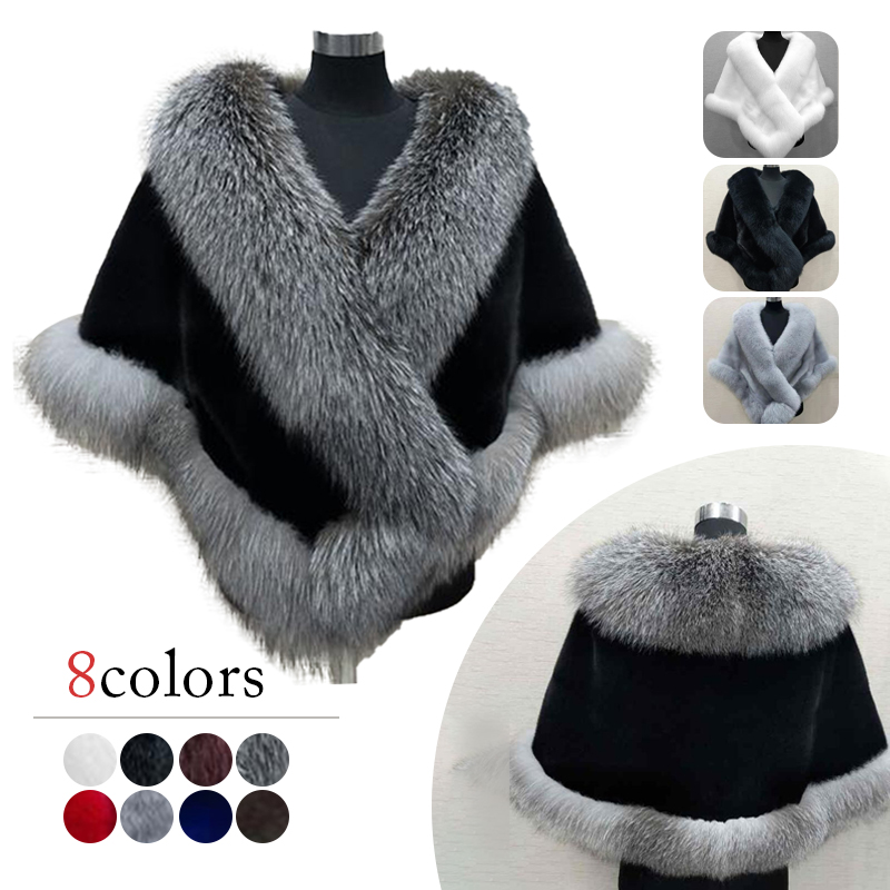 Women Winter Faux Mink Fox Fur - Shawl Wrap Winter incelemesi ve fiyatı