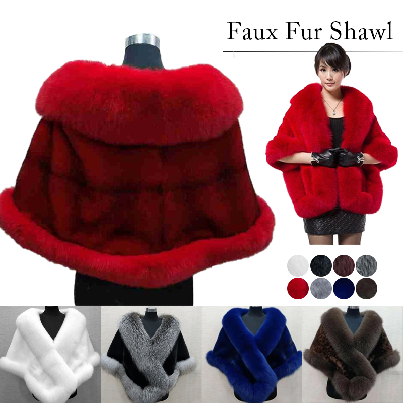 Women Winter Faux Mink Fox Fur - Shawl Wrap Winter incelemesi ve fiyatı