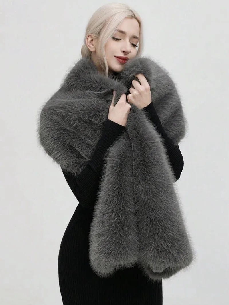 Fashion Luxury Faux Fox Fur Sh - Shawl Wrap Winter incelemesi ve fiyatı