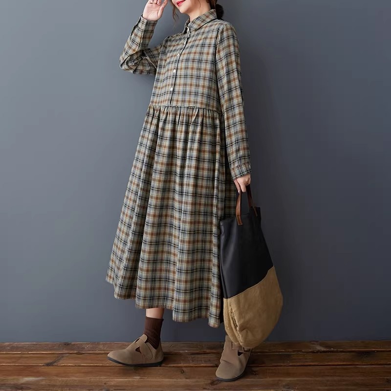 Korean Loose Retro Plaid Shirt - Flannel Shirt Lined incelemesi ve fiyatı