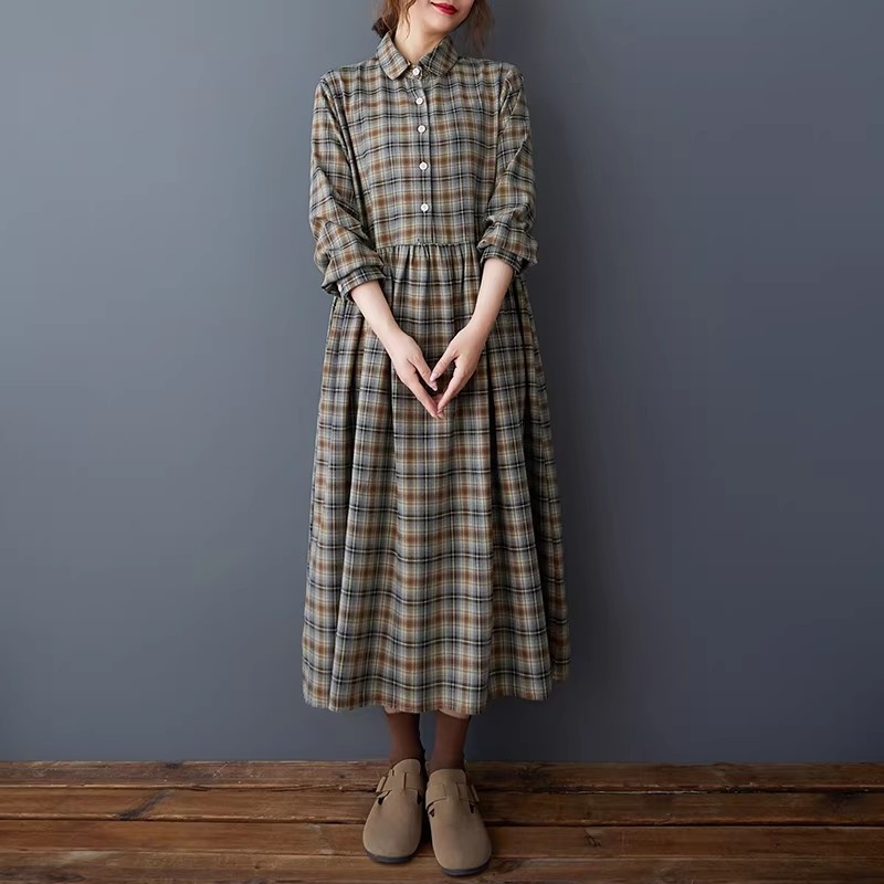 Korean Loose Retro Plaid Shirt - Flannel Shirt Lined incelemesi ve fiyatı