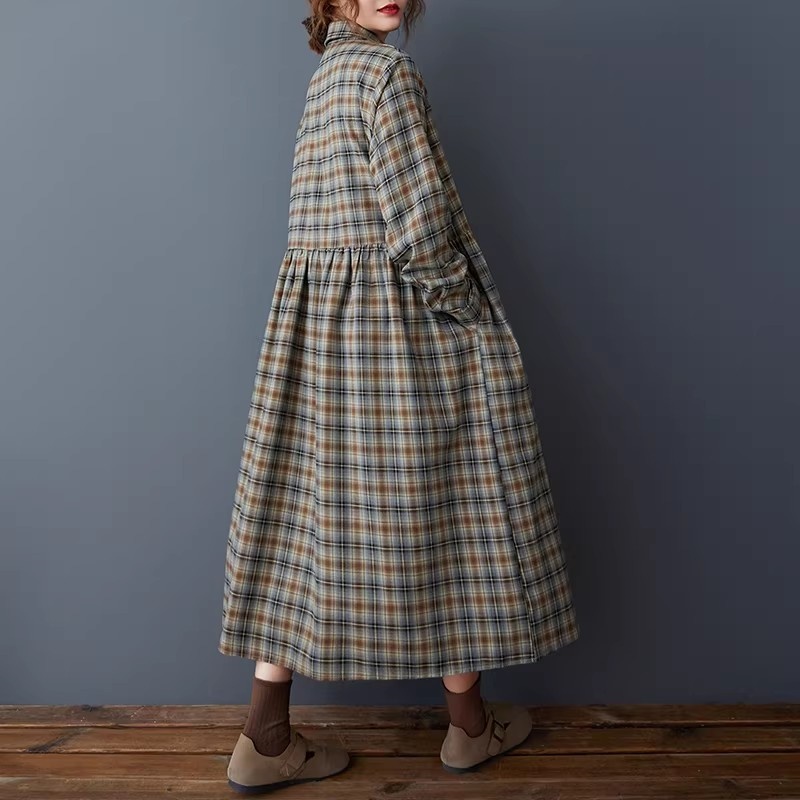 Korean Loose Retro Plaid Shirt - Flannel Shirt Lined incelemesi ve fiyatı