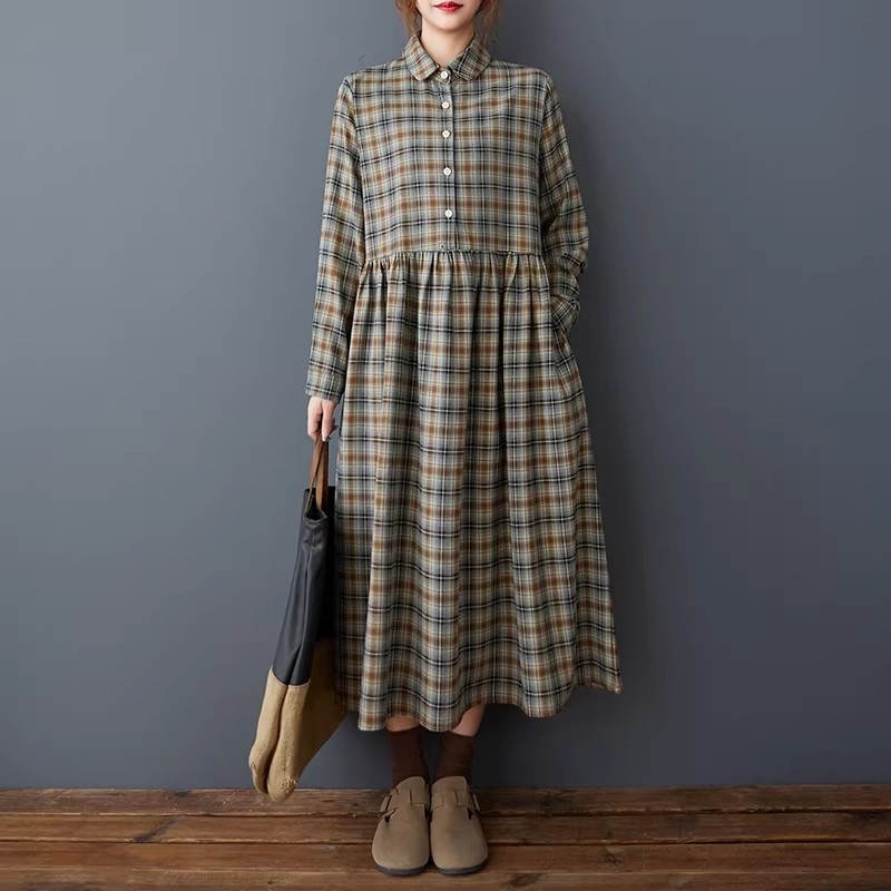 Korean Loose Retro Plaid Shirt - Flannel Shirt Lined incelemesi ve fiyatı