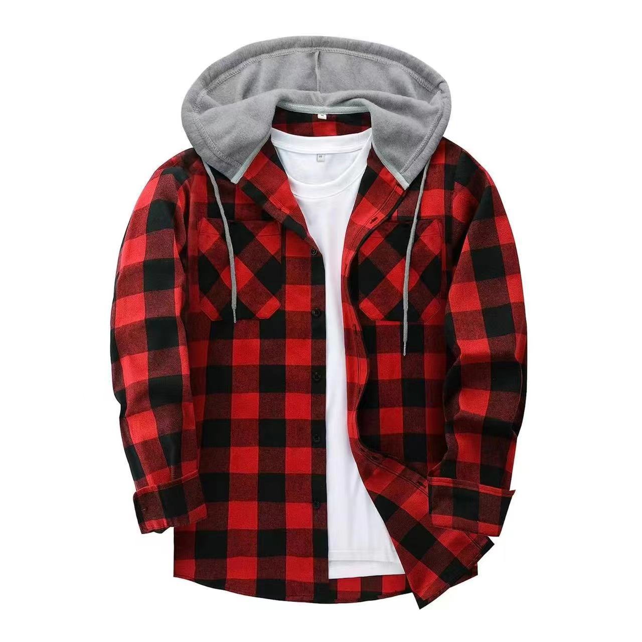 2026 Fashion Street Hooded Pla - Flannel Shirt Lined incelemesi ve fiyatı