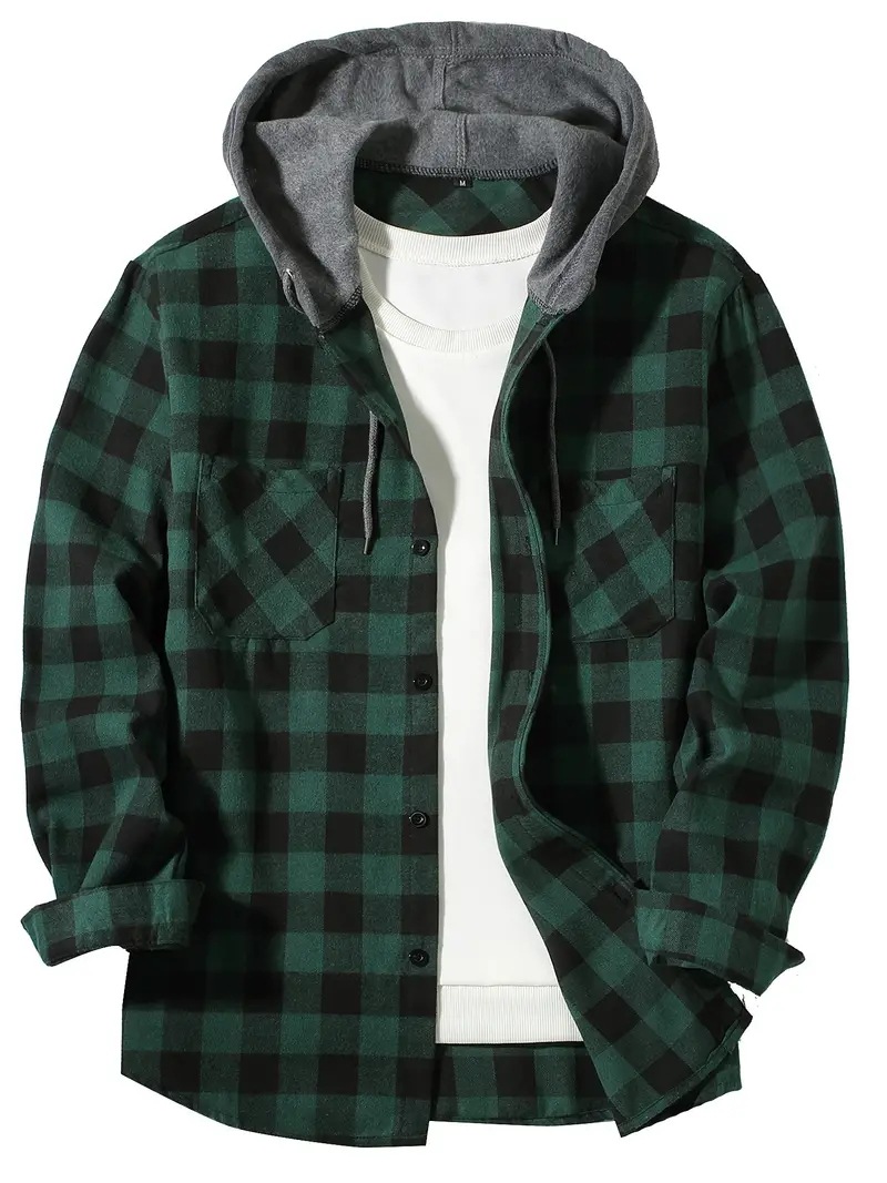 2026 Fashion Street Hooded Pla - Flannel Shirt Lined incelemesi ve fiyatı